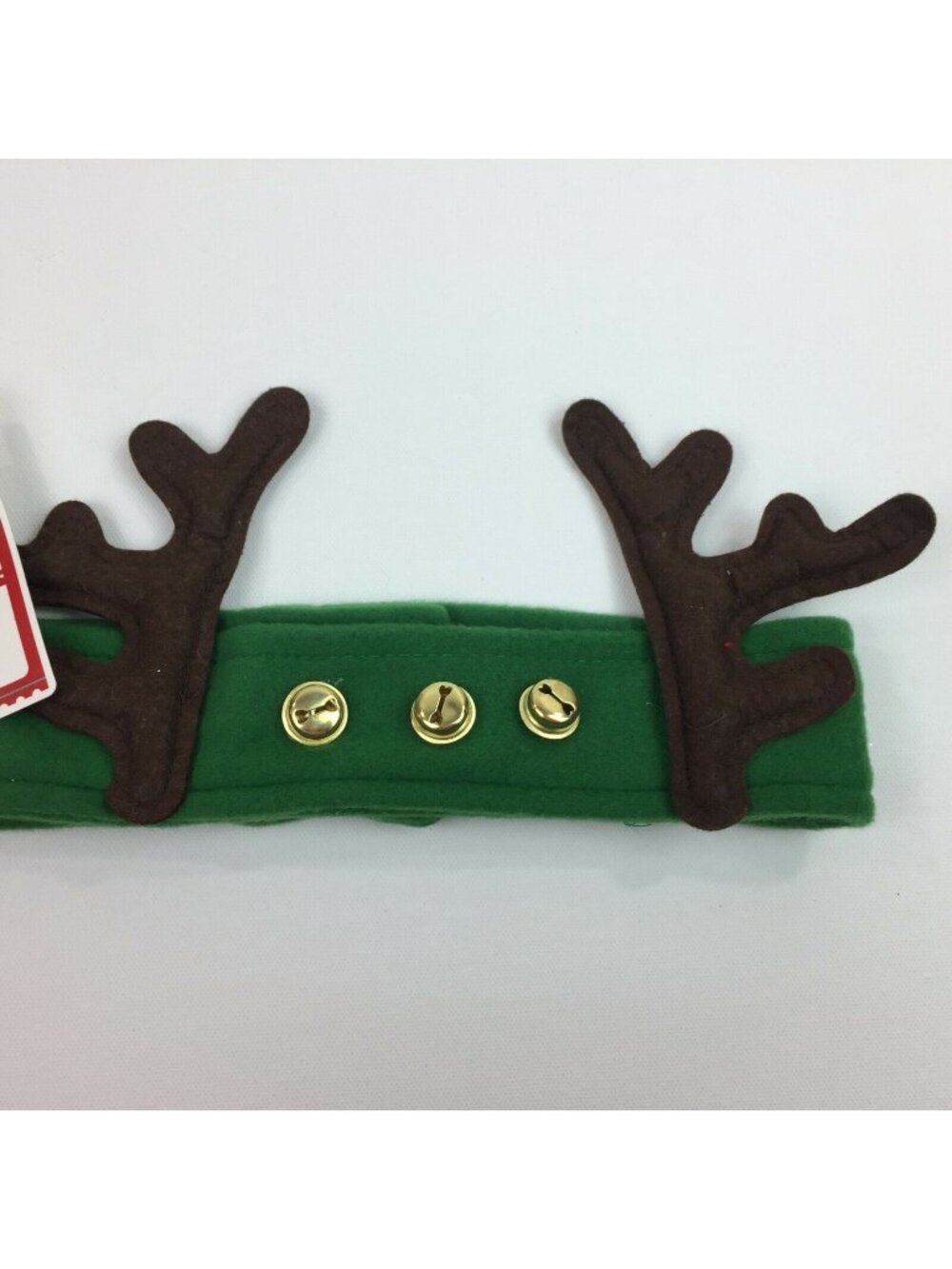 Holiday Time Adjustable Reindeer Antler Headband With Bells Christmas Green Flee